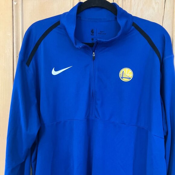 Nike Mens Golden State Warriors Dri-Fit Half Zip NBA Jacket Size XXL Blue AN EXC - Picture 1 of 11